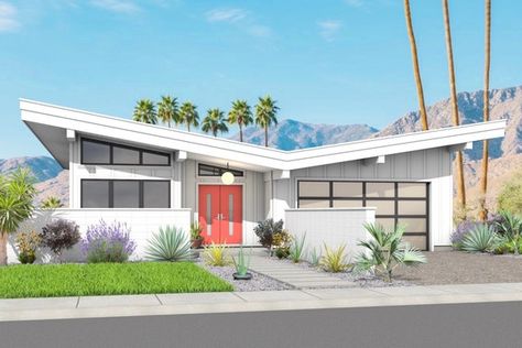 Mid Century Modern House Plans, Carport Plans, Mid Century Modern Exterior, Butterfly Roof, Modern Floor Plans, Modern Style Homes, Modern House Plan, Architectural Drawings, House Roof