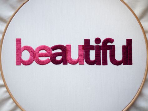 Embroidery Typography, Typography Embroidery, Embroidery Designs By Hand, Words Embroidery, Sewing Letters, Trendy Embroidery Designs, Name Typography, Hand Embroidery Letters, Feminist Embroidery