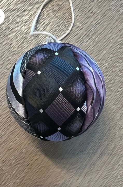 Memory Ornament Made From Men's Neckties - Etsy Neck Tie Crafts Upcycling, Memory Gifts From Shirts, Tie Memory Projects, Necktie Memory Projects, Old Ties Projects Ideas, Mens Ties Repurposed, Memory Gifts From Clothing, Ornaments From Old Clothes, Memory Quilts From Clothes Men