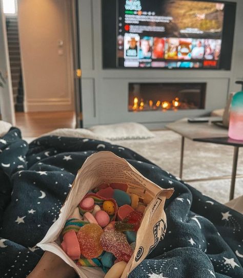 Image about cozy shared by S, 😋 on We Heart It Zoe Sugg, Zoella, Netflix And Chill, In The Bag, Dream House Exterior, The Bag, Cozy Living, Movie Night, Shiva