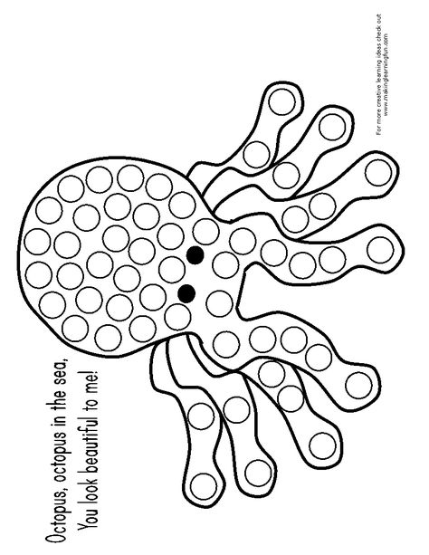 do a do Octopus page Creative Ministry, Dot Marker Printables, Dot Marker Activities, Bingo Dauber, Coloring Pages Winter, Kindergarten Coloring Pages, Dot Worksheets, Coloring Pages Inspirational, Learning Printables