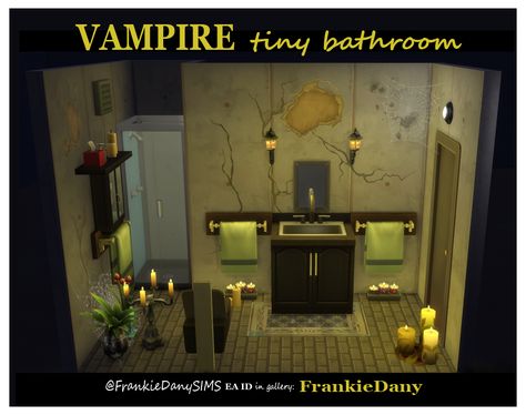 Sims 4 Goth Bathroom, Sims 3 Rooms, Goth Bathroom, Vampire House, Gothic Bathroom, Cool Piercings, Tiny Bathroom, Bathroom Inspo, Sims House