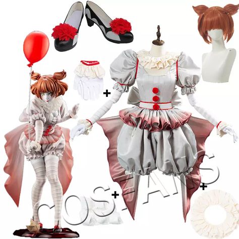 Clowncore Dress, Pennywise The Clown Costume, Pennywise Halloween Costume, Scary Halloween Decorations Diy, Clown Clothes, Carnival Dress, Diy Halloween Costumes For Women, Mulan Disney, Iconic Dresses