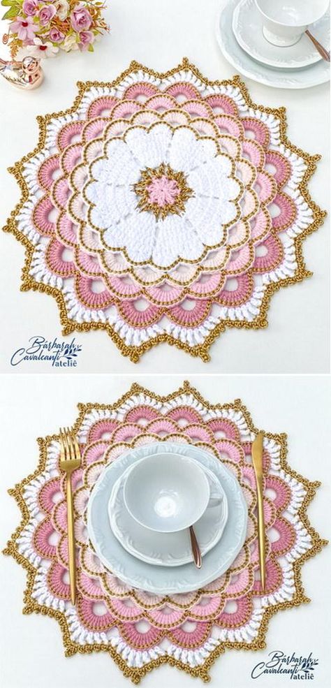 Free Doily Patterns Crochet, Round Placemat Crochet Pattern Free, Free Crochet Doily Patterns Beautiful, Crochet Place Mats Free Pattern Placemat, Crochet Table Decor, Crochet Table Mats Free Patterns, Placemat Crochet Pattern Free, Crochet Place Mats Free Pattern, Free Crochet Placemat Patterns