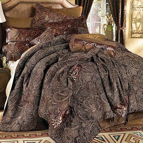 Amazon.com: BLACK FOREST DECOR Western Paisley Beaumont Bed Set - King : Home & Kitchen Bedding Western, Western Bed, Western Bedding Sets, Western Paisley, Rustic Bedding Sets, Paisley Bedding, Western Bedding, College Bedroom, Black Forest Decor