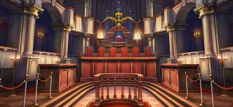 Courtroom Background, The Great Ace Attorney Chronicles, Great Ace Attorney Chronicles, Ace Attorney Chronicles, The Great Ace Attorney, Great Ace Attorney, Background Artwork, Meeting Hall, Episode Backgrounds