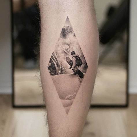 Kurt Tattoo, Snowboard Tattoo, Snowboarding Tattoo, Skiing Tattoo, Vienna Tattoo, Winter Tattoo, Nature Tattoo Ideas, Stunning Tattoos, Idea Tattoo