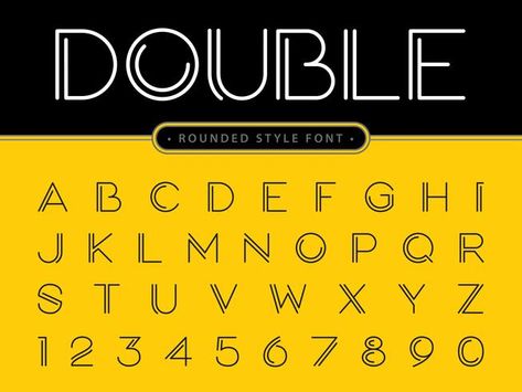 Double effect Alphabet Letters and numbers Gotham Font, Letter Illustration, Modern Alphabet, Alphabet Line, Outline Fonts, Free Handwriting, Writing Fonts, Parallel Lines, How To Write Calligraphy