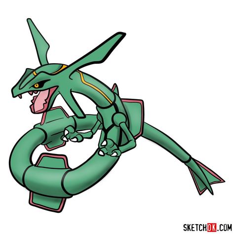 How to draw Rayquaza | Pokemon Rayquaza Drawing, Rayquaza Art, How To Draw Pokemon, Mega Rayquaza, Rayquaza Pokemon, Draw Pokemon, Pokemon Drawing, Avengers Drawings, Easy Drawing Guides