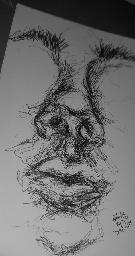 Scribble Face Drawing, Messy Pen Drawings, Messy Face Sketch, Scribble Pen Art, Drawing With Fineliner, Emotionless Drawing, Messy Pen Art, Messy Pen Sketches, Messy Sketchbook Ideas