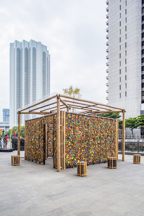 Temporary Pavilion in Malaysia Aims to Raise Awareness of Bamboo as a Construction Material | Netfloor USA Temporary Pavilion, Pergola Cost, Temporary Architecture, Bamboo Building, Bamboo House Design, Pavilion Architecture, Bamboo Structure, Bamboo Architecture, Pavilion Design