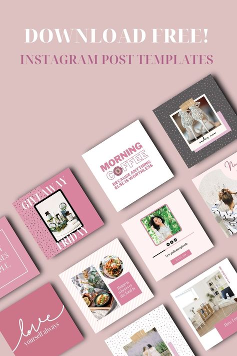 Want to easily design a feed that stops the scroll? Download your free Instagram post templates that you can easily edit in Canva. These free Instagram Canva Templates will kill all your struggles with creating brand graphics for your feed. Instagram Blog Post Template, Free Canva Instagram Templates, Social Media Templates Design Branding, Free Instagram Post Template, Insta Grid Ideas, Free Instagram Template, Ig Post Template, Canva Templates Free, Ig Layout