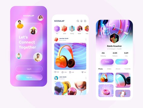 Social App Design, Login Page Design, Interactive Web Design, Ui Ux 디자인, App Design Layout, Ui Design Dashboard, Mobile Project, Mobile Application Design, Directory Design