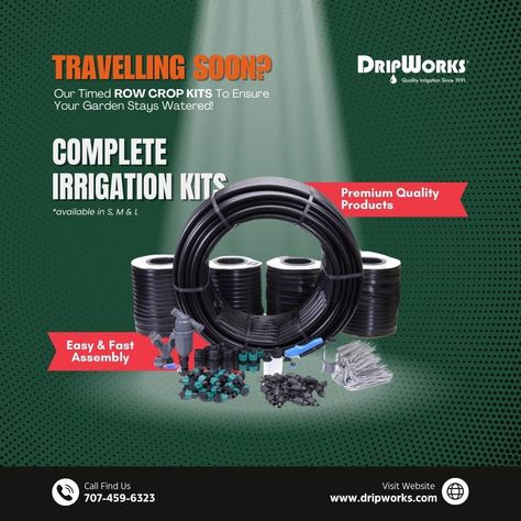 🌿💧 Elevate your garden and crop watering with our Drip Tape Row Crop Irrigation Kits! Perfect for long rows and garden beds, drip tape is a favorite among commercial farmers and backyard gardeners. Now available in three new sizes to meet your diverse needs. Ensure efficient, uniform watering for healthier, more productive plants. 🌱✨SHOP NOW: https://www.dripworks.com/drip-irrigation/irrigation-kits/drip-tape-row-crop #DripTape #RowCropIrrigation #EfficientWatering #HealthyPlants #GardenSo... Efficient Gardening, Water Saving Tips, Drip Tape, Drip Irrigation Kit, Summer Gardening, Irrigation Controller, Irrigation Systems, Waterwise Garden, Drip System