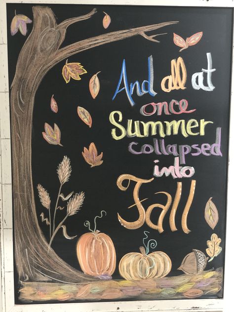 September Chalk Art Ideas, Early Fall Chalkboard Ideas, Chalkboard Art For September, Fall Kitchen Chalkboard Ideas, September Whiteboard Art, Apple Chalkboard Art, Harvest Chalkboard Art, End Of Summer Chalkboard Ideas, September White Board Ideas