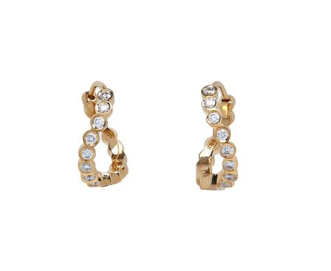 Petite Courant Earrings Sophie Bille Brahe, Gold Hoops, White Diamonds, Bezel Setting, Diamond White, Diva, Diamonds, Yellow Gold, Yellow