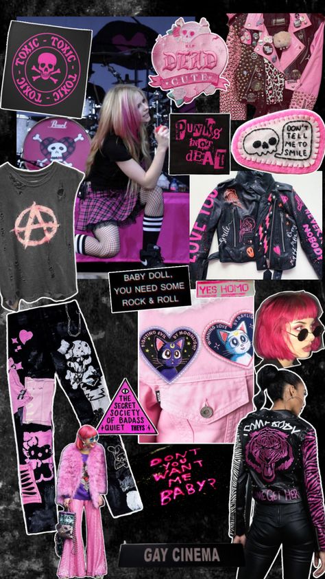 #pinkpunk #punk #aesthetic #scenemo #emo #poppunk #scene #aesthetic #queer #queeraesthetic #punkaesthetic #poppunkaesthetic #avrillavigne #anarchy Punk Scene Aesthetic, Punk Athstetic, Pink Punk Aesthetic Outfits, 2000s Pop Punk Aesthetic Wallpaper, Hot Pink Punk Aesthetic, 2000s Pop Punk Aesthetic, Pastel Punk Aesthetic, Emo Princess Aesthetic, Pink Emo Aesthetic