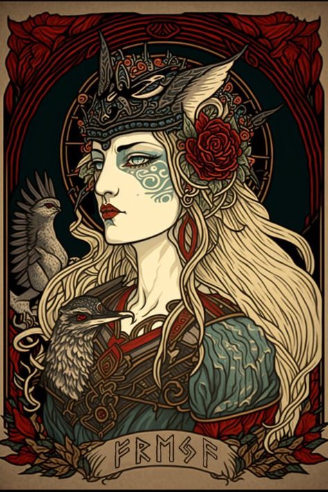 Freyja Norse Mythology, Valkyrie Illustration, Norse Goddess Freya, Norse Deities, Valkyrie Norse, Goddess Freya, Slavic Goddess, Freya Goddess, Valkyrie Tattoo