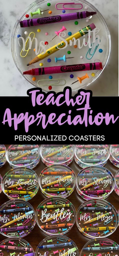 Teacher Gifts For Men, Teacher Appreciation Crafts, Teacher Coaster, Teacher Appreciation Week Themes, Teacher Appreciation Diy, Teachers Appreciation Week Gifts, Appreciation Gifts Diy, Teacher Treats, Teacher Appreciation Gifts Diy