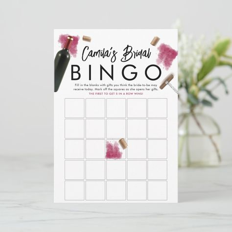 Elegant Wine Lovers Bingo Game Card | #elegantscriptgamehencustomizable #bride-to-becelebrationexcitingfun #lastflingbeforethering #upcomingweddingbingobridalshower #moderneditableicebreakeractivities #wineloverbacheloretteparty #corkscrewstainburgundysimpleeditable #winebottleblackhandwrittenscript #uniquetrendychicdesignneutral #partycelebrationbirthdayfunnywork Wedding Bingo, Elegant Wine, Bridal Bingo, Icebreaker Activities, Bachelorette Party Invitations, Bingo Games, Game Card, Elegant Invitations, Celebration Party