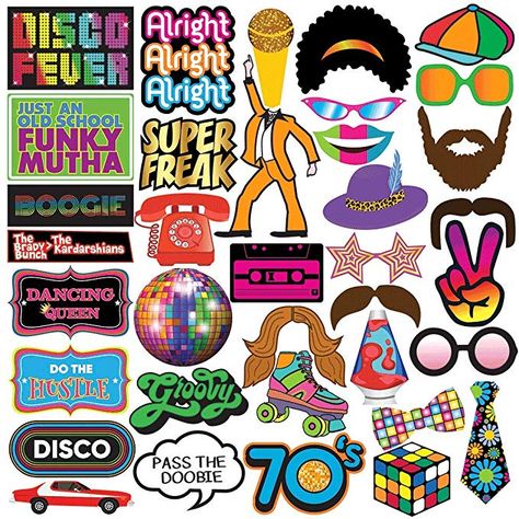 Retro Party Decorations, 70s Disco Party, Printable Photo Props, Disco Party Decorations, Event Banner, Retro Party, Party Photo Booth, Theme Party Decorations, Disco Party