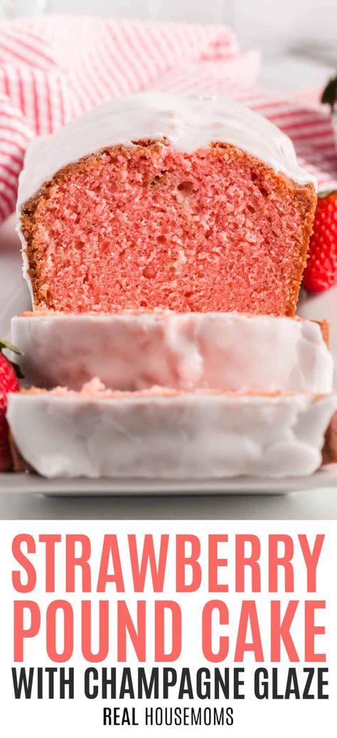 Champagne Recipes, Champagne Frosting, Adorable Desserts, Bake Sale Desserts, Champagne Recipe, Easy Strawberry Desserts, Strawberry Pound Cake, Strawberry Cream Cakes, Bake Sale Recipes