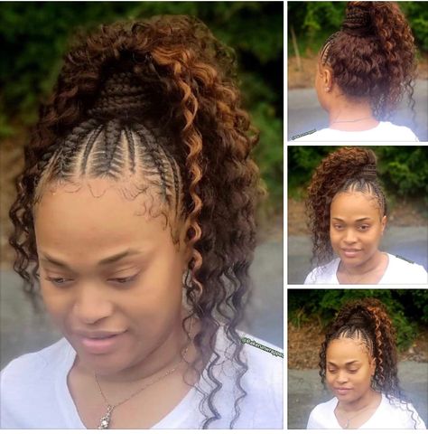 Crochet ponytail Updo With Crochet Hair, Updo Curly Ponytail, Crochet Hair Ponytail, Crochet Ponytail, Braided Ponytails, Updo Curly, Hair Pics, Big Box Braids, Protective Hair