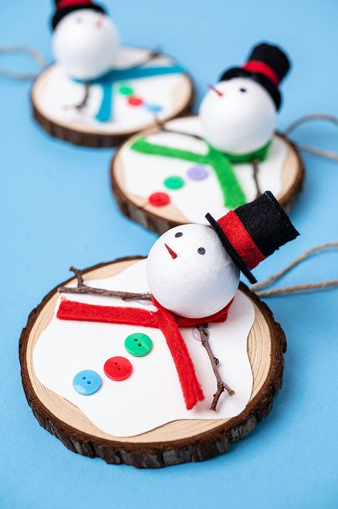 Christmas Ornaments Ideas, Easy Winter Crafts, Homemade Christmas Tree, Melting Snowman, Ornaments Ideas, Easy Christmas Ornaments, Christmas Crafts For Adults, Kids Christmas Ornaments, Handmade Christmas Crafts