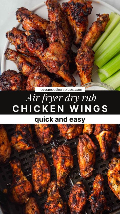 Crispy Air Fryer Chicken Wings, Air Fryer Recipes Chicken Wings, Chicken Wing Seasoning, Dry Rub Chicken Wings, Crispy Air Fryer Chicken, Air Fry Chicken Wings, Air Fryer Wings, Frozen Chicken Wings, Dry Rub Recipes