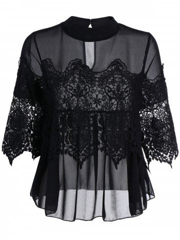 Cheapest and Latest women & men fashion site including categories such as dresses, shoes, bags and jewelry with free shipping all over the world. Latest Tops For Women, Lace Insert Top, Panel Shirt, Lace Inset, Lace Insert, Chiffon Shirt, Lace Fashion, Fashion Books, Chiffon Top