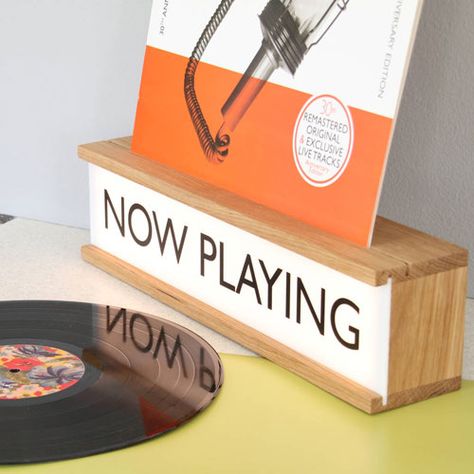 Now Playing vinyl holder and lightbox by James Design Vinyl Holder, Chill Lounge, Vinyl Record Holder, Vinyl Record Display, Record Room, Lp Storage, Record Stand, Album Sleeves, Record Display