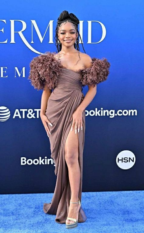 Giambattista Valli 2023, Ratajkowski Style, Little Mermaid 2023, Marsai Martin, Giambattista Valli Dress, Red Carpet Affair, Chocolate Brown Dress, Emily Ratajkowski Style, Chloe Bailey