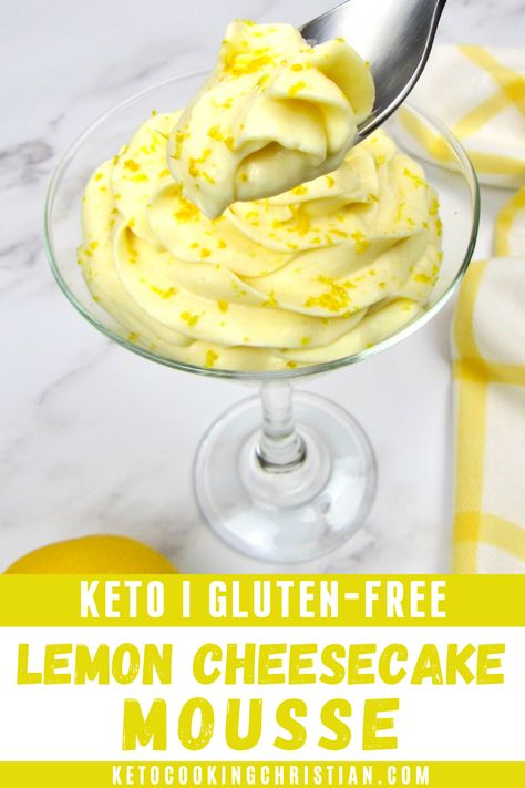 Light fluffy healthy lemon cheesecake mousse is a healthy no bake dessert. It's truly the best rich and creamy cheesecake sugar free mousse recipe your whole will love. #ketomousse #ketolemondesserts #sugarfreemousse Keto Lemon Cheesecake, Lemon Cheesecake Mousse, Easy Lemon Cheesecake, Cheesecake Mousse Recipe, Recipes Easter, Sea Food Salad Recipes, Dessert To Make, Free Keto Meal Plan, Easter Snacks