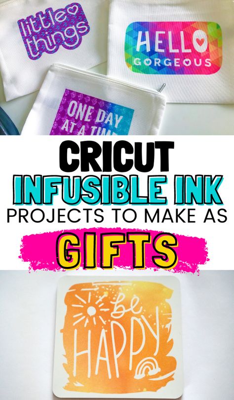 7 Cricut Infusible Ink Projects To Give as Gifts Cricut Infusible Ink Pens Projects, Cricut Makeup Bag, Cricut Makeup Bag Ideas, Cricut Infusible Ink Projects, Makeup Bag Ideas, Infusible Ink Projects, Heat Press Projects, Brother Ideas, Pen Projects