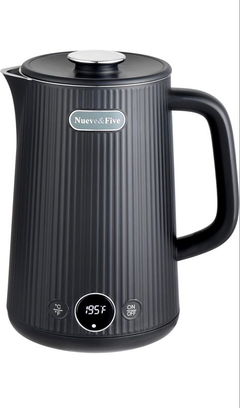 Nueve&Five Electric Kettle with Digital Temperature Display(℉/℃), 1.7L Double Wall Electric Hot Water Kettle, Auto Shut Off, 1200W Seamless 304 Stainless Steel Electric Tea Kettle -Black Hot Water Kettle, Kettle Electric, Electric Tea Kettle, Tea Store, Water Boiler, Digital Screen, Water Kettle, Coffee Grinder, Tea Kettle