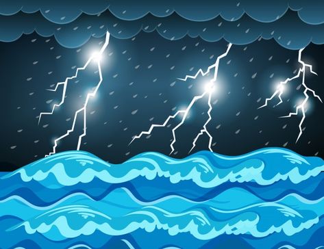 Tormenta en el mar | Premium Vector #Freepik #vector #fondo #agua #fondo-azul #nube Sea Clipart, Sea Drawing, Sea Storm, Lightning In A Bottle, Sea Illustration, Storm Photography, Calming The Storm, At The Sea, Jesus Photo