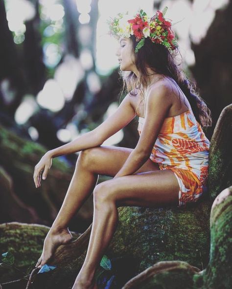 Polynesian Beauty | Tahiti Polynesian Beauty, Tahiti Nui, French Polynesia, Island Girl, Beach Covers, Tahiti, Bathing Suits, Halter Dress, Backless Dress