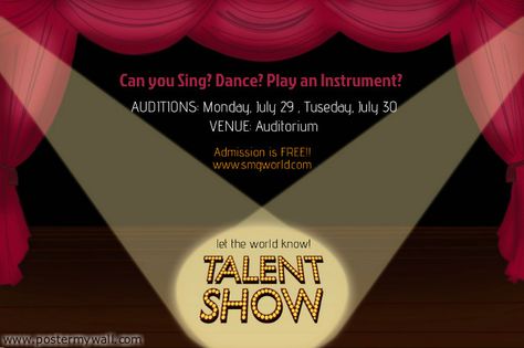 Talent Show Poster, Talent Show Flyer, Show Poster Design, Unique Brochure Design, Show Invitation, Show Flyer, Comedians Jokes, Bio Data For Marriage, Social Media Business Cards