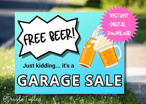 Funny Garage Sale Printable Sign, DIY Yard Sale, Digital Download, Multi Family Neighborhood Garage Sale Poster, Print at Home Yard Signs Diy Yard Sale, Yard Sale Hacks, Yard Sale Organization, Neighborhood Garage Sale, Family Neighborhood, Yard Sale Signs, Garage Sale Signs, Sale Signs, Rummage Sale