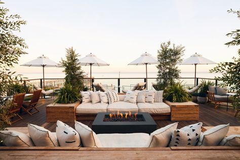 Hotel Rooftop Bar, California Beach House, Best Boutique Hotels, By Any Means Necessary, Rooftop Restaurant, Pacific Coast Highway, Backyard Fire, Roof Deck, Fire Pit Backyard