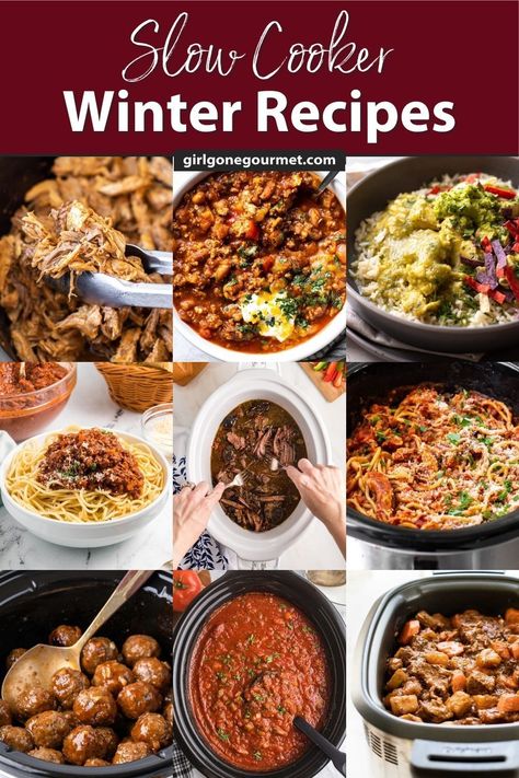 Embrace the cozy vibes with 24 slow cooker recipes perfect for winter! From soups to stews, these delicious recipes will put your slow cooker to good use all season long. Warm Crockpot Meals, Winter Slow Cooker Recipes, Winter Comfort Food Recipes, Crock Pot Inspired Meatball Recipes, Crockpot Foods, Crock Pot Inspired Beef Recipes, Crock Pot Inspired Recipes, Mosaic Kitchen, Delicious Chicken Dinners