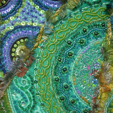 Oceania detail | Flickr - Photo Sharing! Arte Folk, Crazy Patchwork, Colors And Patterns, Crazy Quilting, Fibres Textiles, Needle Arts, Art Textile, Ribbon Embroidery, Crazy Quilts