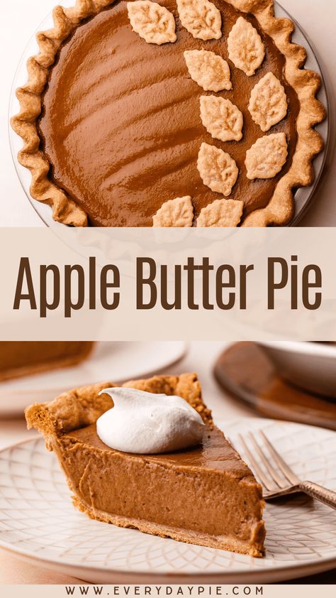 Bacon Apple Pie, Cinnamon Sugar Apple Butter Pie, American Apple Pie Recipe, Apple Butter Pie Recipe, Apple Butter Pie, Fall Pies Recipes, Custard Pies, American Apple Pie, Xmas Baking