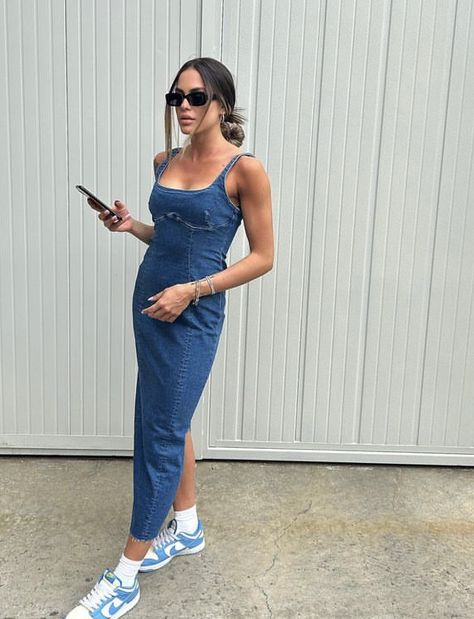 Jean Zara, Denim Dress Outfit, Fashion Mode, Rio De Janeiro, Summer Outfit, Denim Dress, Aura, Outfit Inspirations, Dress Outfits