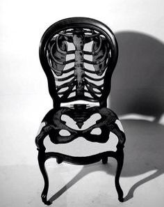 Skeleton chair Coffin Furniture, Goth Houses, Halloween Furniture, Furniture Design Ideas, Spooky Home Decor, Gothic Furniture, Goth Home, Goth Home Decor, Goth Decor