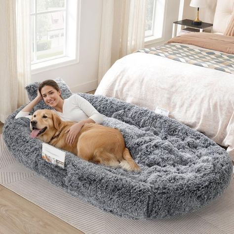 PRICES MAY VARY. Ultimate Lotus Land: Sized 70.8"L x 47.2"W x 9.8"H, the human dog bed with soft blanket and pillow, offers a roomy surround for better rest and naps. It's an ideal resting spot for children, adults, teenagers, and pets alike to unwind and recharge Cushy and Comfy: The human size dog bed, made with quality plush and high-density sponge, offers soft, warm, breathable and durable support. It comfortably accommodates you and your pet for lounging and play, wrapping you in a snug and Big Dog Beds, Human Dog Bed, Human Dog, Boho Patio, Cat Trees, Boho Furniture, Plush Pillow, Dog Kennel, Dog Houses