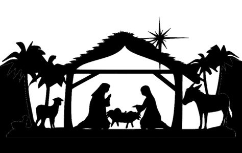 Nativity Scene Silhouette, Nativity Silhouette, Christmas Manger, Idee Cricut, Silhouette Template, Silhouette Christmas, Christmas Nativity Scene, Cricut Free, Silhouette Free