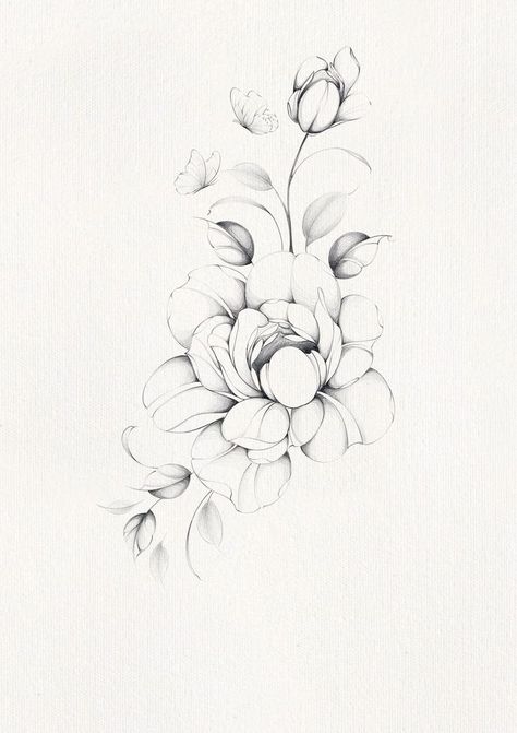 Peony Flower Tattoos, Flor Tattoo, Colour Tattoo For Women, Flower Tattoo Drawings, Soul Tattoo, Hand And Finger Tattoos, Feather Tattoo Design, Diamond Tattoos, Beautiful Flower Tattoos