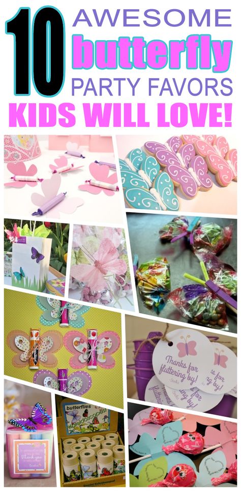 Great butterfly party favors kids will love. Fun and cool butterfly birthday party favor ideas for children. Easy goody bags, treat bags, gifts and more for boys and girls. Get the best butterfly birthday party favors any child would love to take home. Loot bags, loot boxes, goodie bags, candy and more for butterfly party celebrations. Butterfly Loot Bag Ideas, Butterfly Party Favors Goody Bags, Butterfly Birthday Party Favors, Butterfly Snack Bags, Butterfly Gift Bags, Royal Fiveness, Aaliyah Birthday, Butterfly Party Favors, Awesome Party Favors