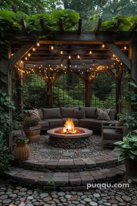 Outdoor Fire Pit Area, Fire Pit Lighting, House Vibes, Backyard Bar, Backyard Remodel, Fire Pit Designs, Backyard Fire, Outdoor Decor Backyard, Fire Pit Backyard